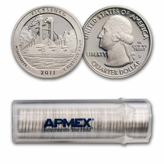 2011-S ATB Quarter Vicksburg Nat'l Proof 40-Coin Roll (Silver)
