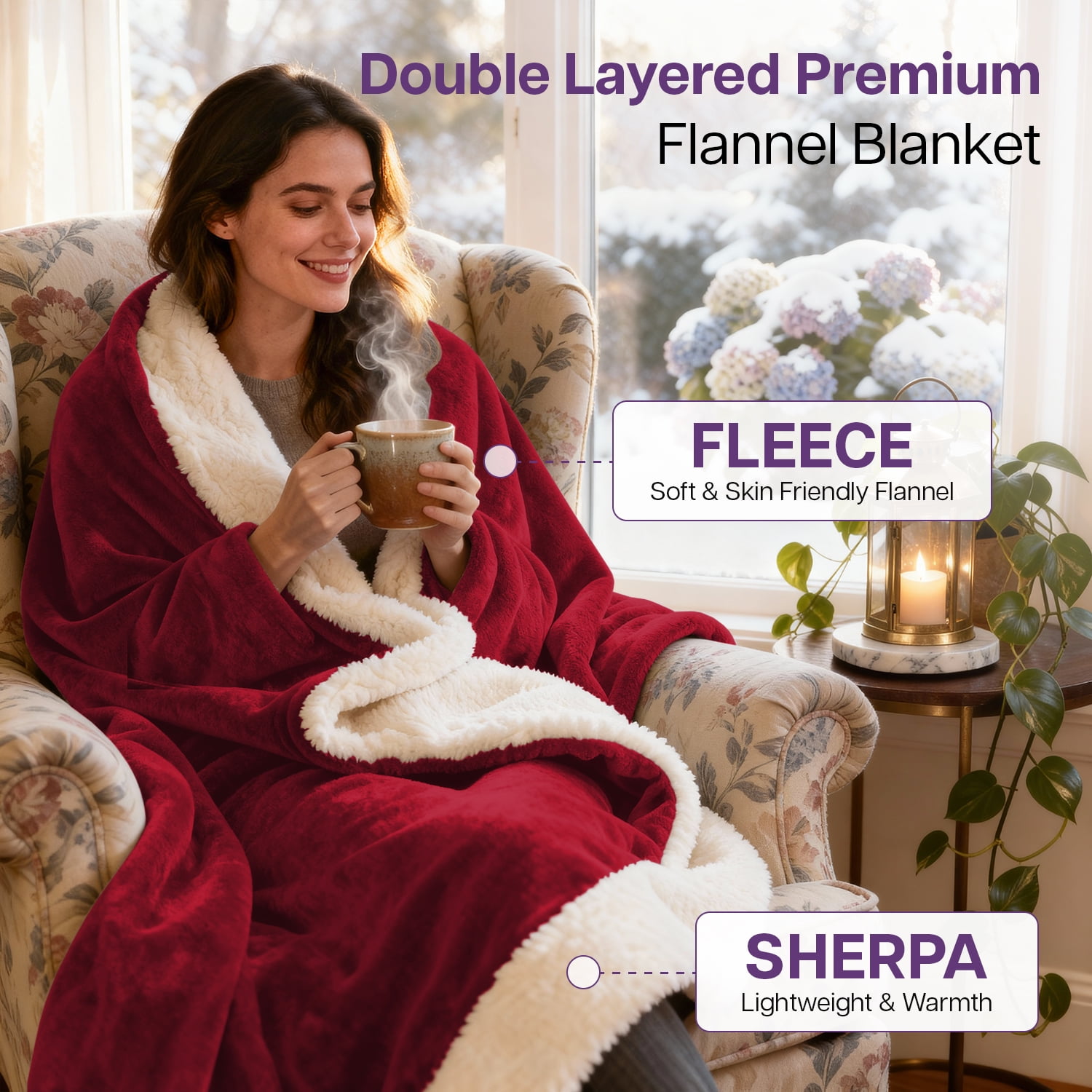 IR Imperial Rooms Wholesale Sherpa Fleece Blankets 12-Packs Warm & Soft Plush Washable Lightweight Cozy for Charity & Gift Burgundy Twin Size