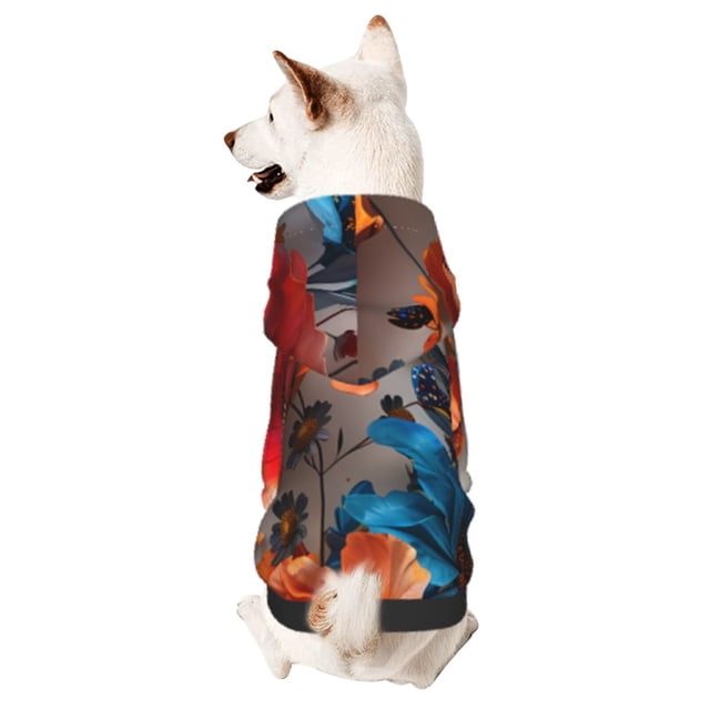 Fotbe 3D Butterfly Sudadera con Estampado para Perros Pequeños – Suéter con Capucha para Mascotas, Tela Suave de Forro Polar con Bolsillo-Small