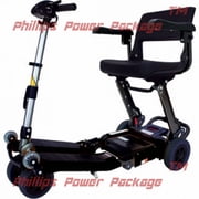 Free Rider USA - Luggie Standard - Lightweight Foldable Scooter, 4-Wheel, Black - PHILLIPS POWER PACKAGE TM - $500 VALUE