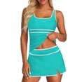 thumbnail image 2 of Kilaqueen Womens Tankini Swimsuits with Skirt Loose Fit Bathing Suits Color Block Tummy Control Swimwear Modest Three Piece Swim Suits, 2 of 5