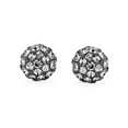 thumbnail image 2 of Bling Jewelry Womens Sparkling Sliver 8MM Pave Crystal  Ball Stud Earrings .925 Sterling Silver, 2 of 5