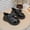 Black, variant on Girls Dress Shoes, Non Slip Casual Pull On Platform Sole Kids Flat Shoes Brown Size 7(Toddler)