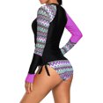 thumbnail image 3 of Women's Contrast Purple Detail Long Sleeve Tankini Swimsuit, 3 of 4