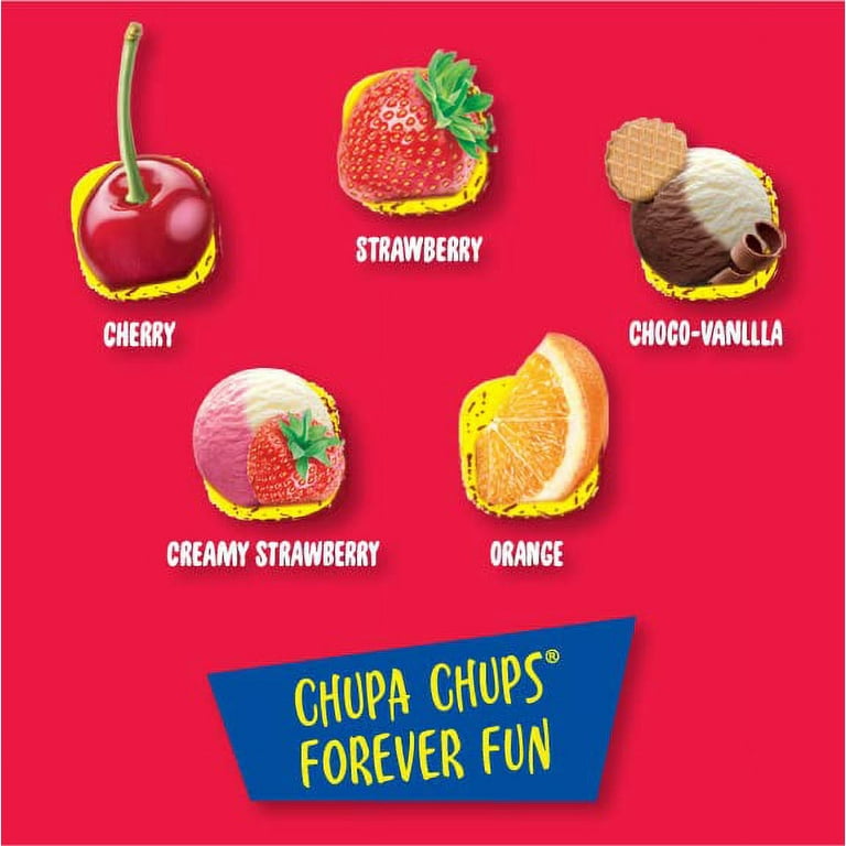 Chupa Chups Mini Candy Lollipops, Variety Pack of 7 Assorted Flavors,  Individually Wrapped Suckers for Parties Office Concession Classroom, Pack  of