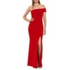 Women's Off Shoulder Slit Gown - Red
