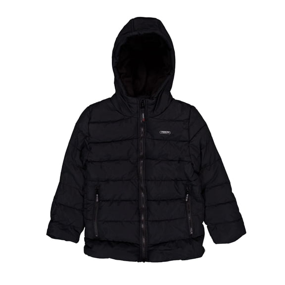 London Fog Boys' Zip Up Puffer Jacket with Hood Color: black Size: 4t