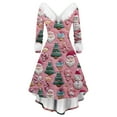 thumbnail image 2 of Women's Fashion V-Neck Casual Slim Fit Christmas Print Furry Party Long Sleeve Dress, Ugly Christmas Sweater Women Style for Festive Fall and Winter Events,Purple Pink,L, 2 of 4