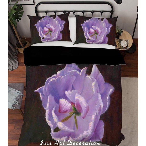 3D Purple Floral Funda de edredón Set Ropa de cama Set Fundas de almohada 70