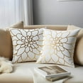 thumbnail image 2 of Unique Bargains Set of 2 Pillow Covers with Bronzing Print for Couch Gold-Petals, 2 of 6