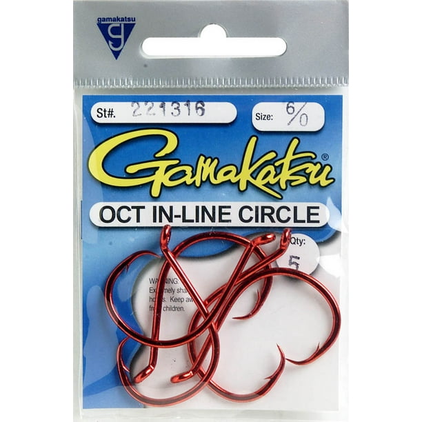 Gamakatsu 221316 Octopus Circle Red Fishing Fish Hooks Size 6/0 5 Pack