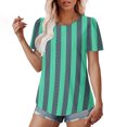 thumbnail image 4 of Puntoco Tops Blouses for women Clearance 2025,Womens Summer Tops 2025 Color Block Shirts Casual Crewneck Oversized Tshirts Ribbed Knit Tees Blouse Green S(S), 4 of 7