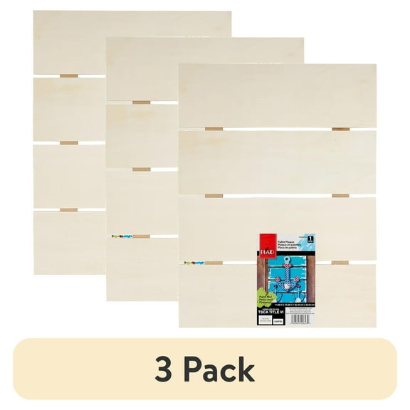 (3 pack) Plaid Unfinished Rectangle Wood Pallet Plaque, 15.9 in x 11.9 in