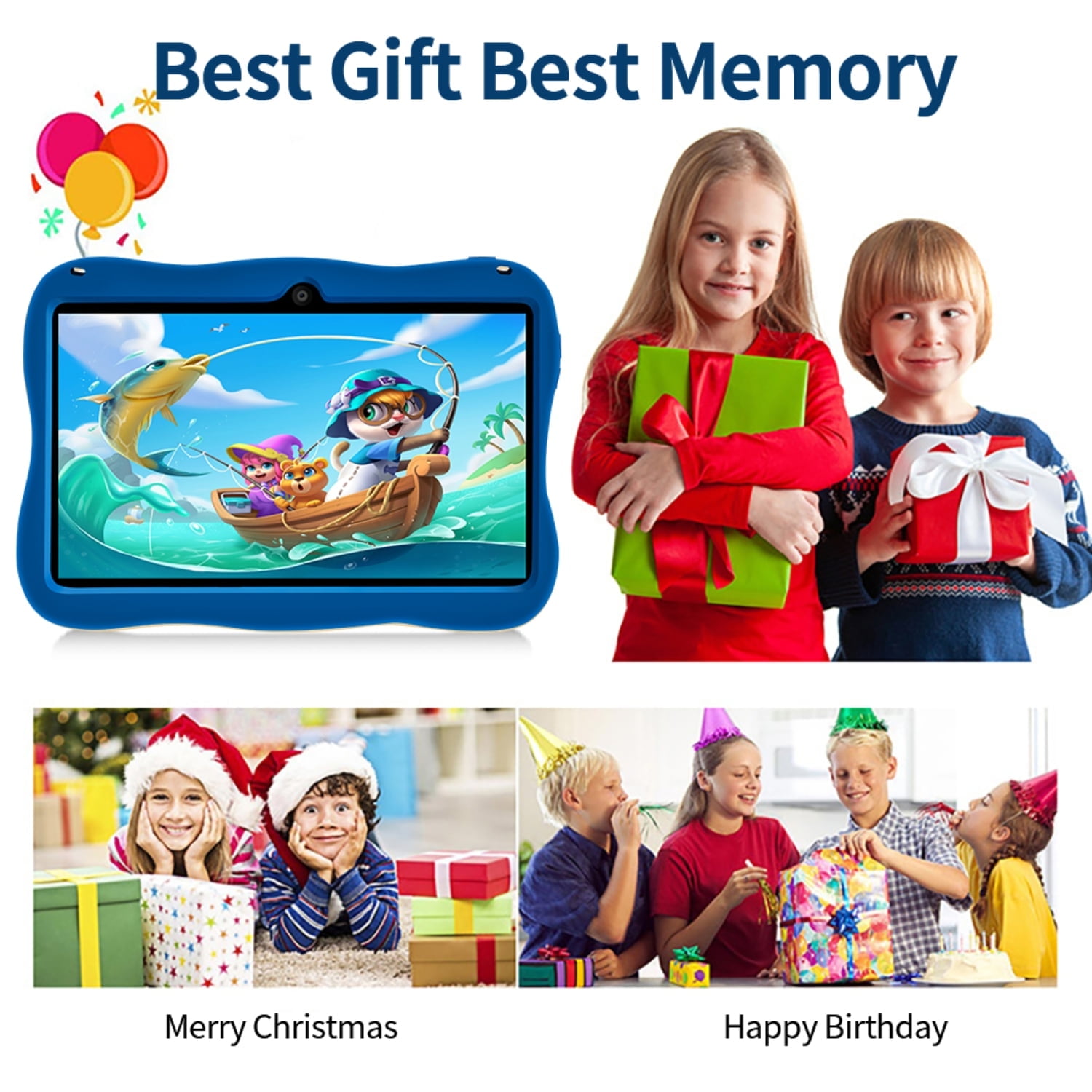 Kids Tablet,Android Toddler Tablet, 128GB Storage, Dual Camera, Shockproof Case, Parental Control Tablets Support