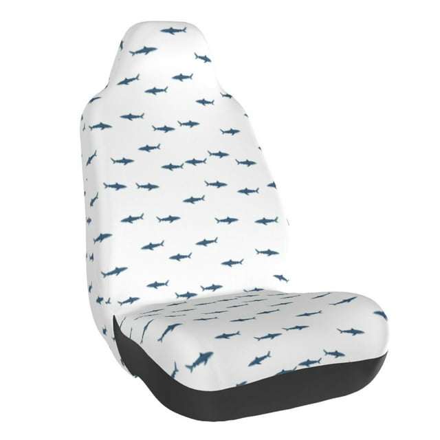Wukai Cute Shark Full Set Car Seat Covers with Soft Padding Universal Auto Front Seats Protector and Cushion Mat