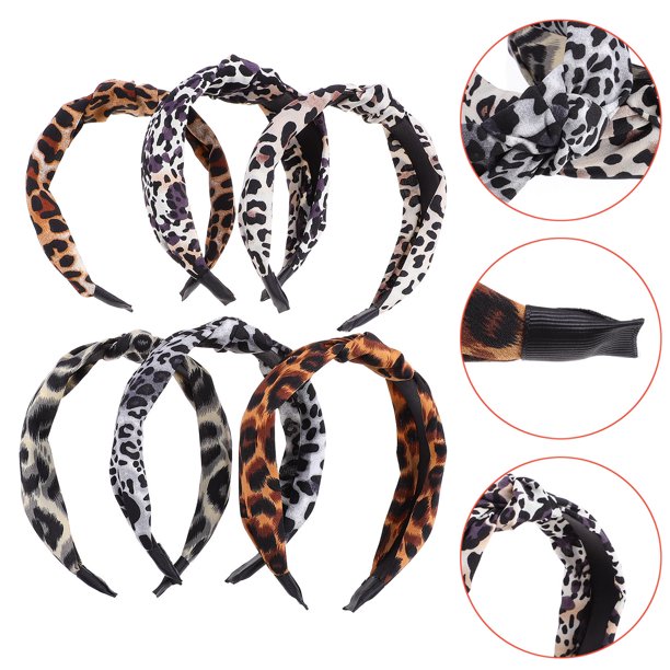 unbranded 6Ud Diademas Con Nudo De Tela Estampado Leopardo Para Mujer Estilo Y Sujeción