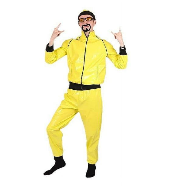 Disfraz de celebridad de los años 90 para Halloween, de charol, con espejo brillante, estilo hip hop, estilo disco retro