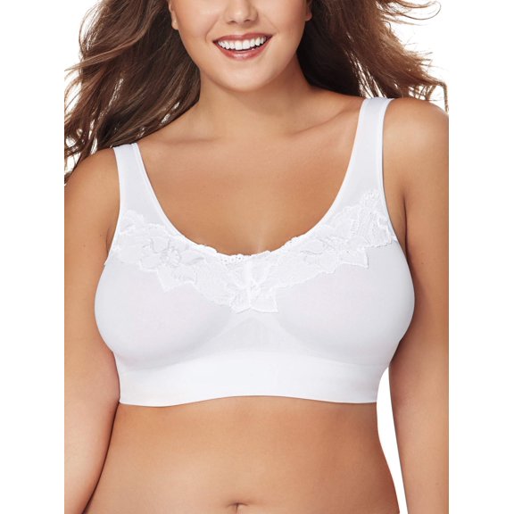 Just My Size Women's Pure Comfort Wirefree Seamless Lace Bra, Style 1271