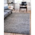thumbnail image 2 of Unique Loom Solo Solid Shag Collection Modern Plush Cloud Gray Area Rug (9 x 12), 2 of 10