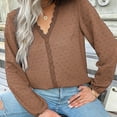 thumbnail image 4 of Casual Women's Tops Fashion Plus Size Fashion Woman V-Neck Long Sleeve T-Shirt Solid Loose Blouse Tops, 4 of 6