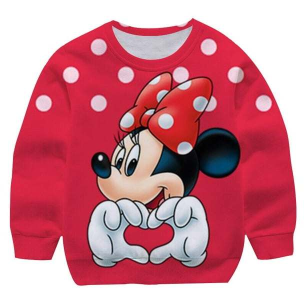 Ropa de abrigo para niños, sudaderas con capucha de dibujos animados de Mickey Minnie Mouse de Disney para niños y niñas, ropa de bebé, ropa estampada para niños, ropa de calle 6T Gao Jinjia LED