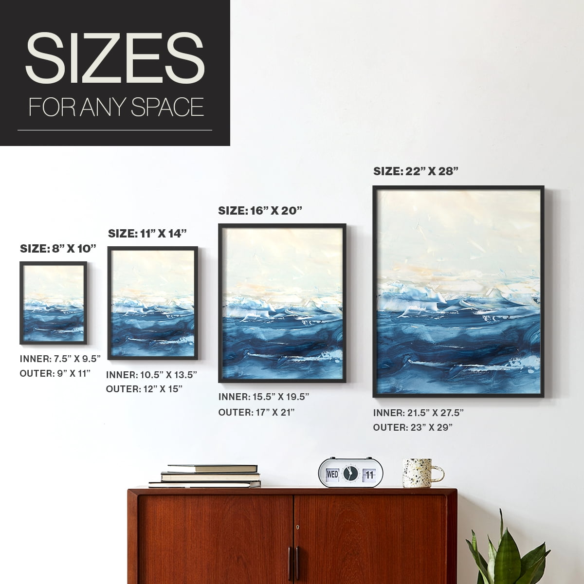 Wave after Wave II Framed Print in Black Solid Wood 8 x 10 Framed Print