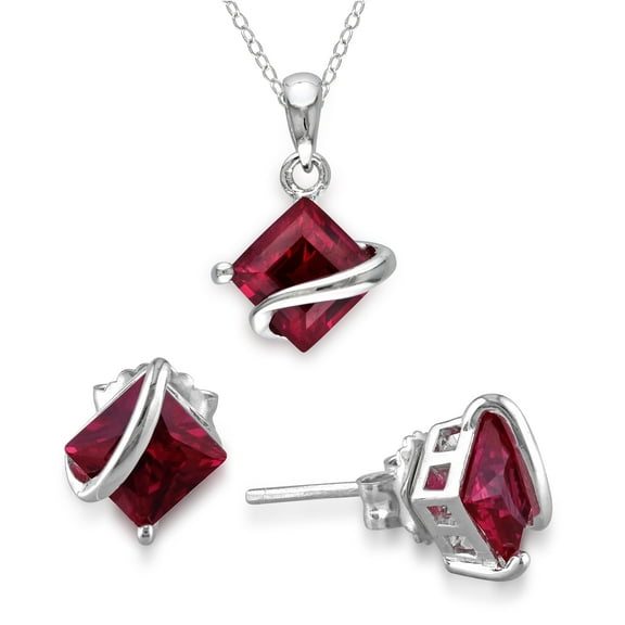 Everly Women's Created Ruby Sterling Silver Jewelry Set