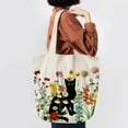 thumbnail image 5 of Black Cat Canvas Tote Bag with Zipper Pockets Vintage Flowers Cute Tote Bag Aesthetic Reusable Shopping Grocery Bags Birthday Gifts for Women, 5 of 7