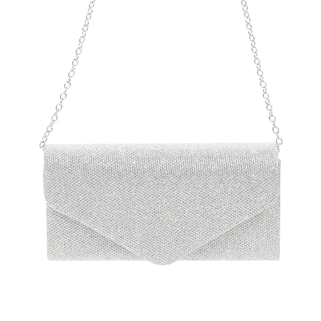 Shisuyan Versatile Clutch Bag Silver Alloy 1 Piece 7.86X4.13X2.16 In
