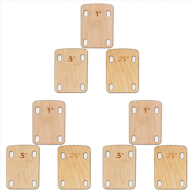 9 Piezas Cuñas de Cuello de Guitarra, Madera de Arce Macizo Protección de Cuña de Cuello de Guitarra 0,25, 0,5 Y 1 Herramienta de Placa de Cuello de Guitarra