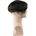 thumbnail image 3 of Men's Toupee 10x8inch European Human Hair Swiss Mono Lace Thin Skin Hairpiece Hair Replacement System for Men #4 Medium Brown Color, 3 of 7