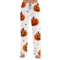 thumbnail image 2 of Zorvxlyn Halloween Pajama Pants for Women Ghost Pumpkin Bat Print Women's Pajama Bottoms Drawstring Elastic Waist Lounge Pants Women, 2 of 7