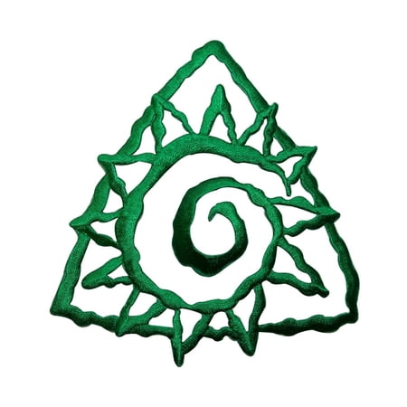 ID 9013 Green Tribal Spiral Sun Patch Symbol Badge Embroidered Iron On Applique