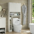 thumbnail image 6 of Funihold Over The Toilet Storage Cabinet, 31''W Modern Fluted Toilet Storage Cabinet with Toilet Paper Storage Holder & Adjustable Shelf for Bathroom, White, 6 of 7