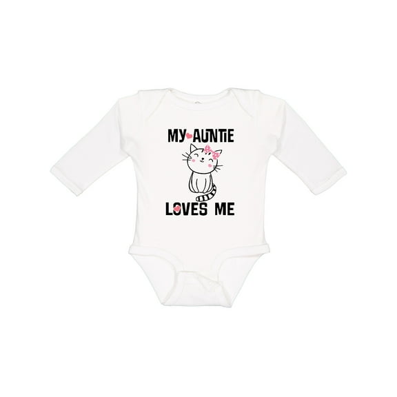 Inktastic My Auntie Loves Me Girls Long Sleeve Baby Bodysuit