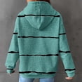 thumbnail image 6 of Women's Plus Size Hooded Sweatshirts Trendy Striped Printed Crew Neck Drawstring Long Sleeve Waffle Tops with Pockets(Light Blue,L), 6 of 6