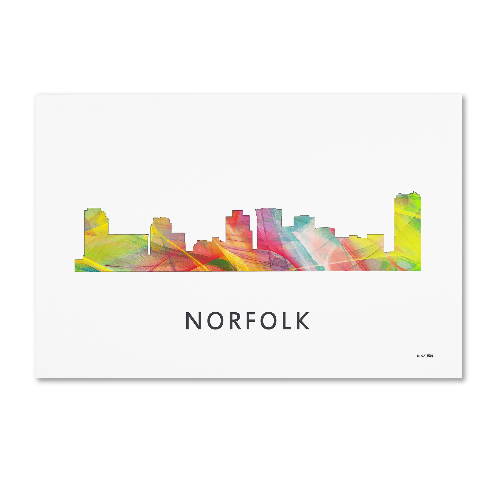 Trademark Fine Art 'Norfolk Virginia Skyline WB-1' Canvas Art by Marlene Watson