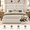 Off-White, variant on Frostbloom King Size Lift Up Hydraulic Storage Bed Frame Velvet Upholstered Wingback Headboard Off-White