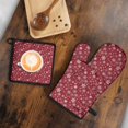 thumbnail image 5 of Red Christmas Snowflake Pattern Kitchen Oven Mitt and Pot Holder Sets 2 Pcs for Baking, Cooking and Grilling, Heat Resistant Up To 392 °F, 5 of 7