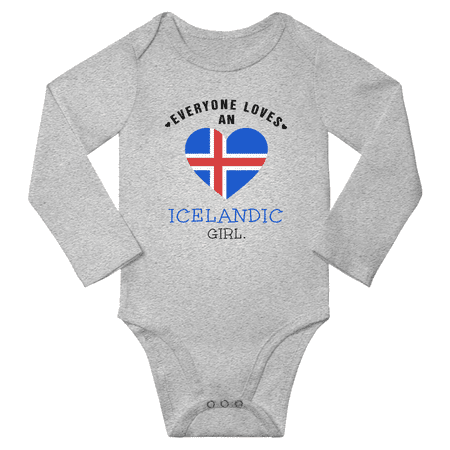

Everyone Loves An Icelandic Girl Baby Long Slevve Bodysuit (Gray 6-12 Months)