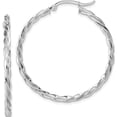 thumbnail image 1 of 14K White Gold Polished Twisted 2.5mm Hoop Earrings (39.5 X 38) Made In Peru tf1609w, 1 of 5