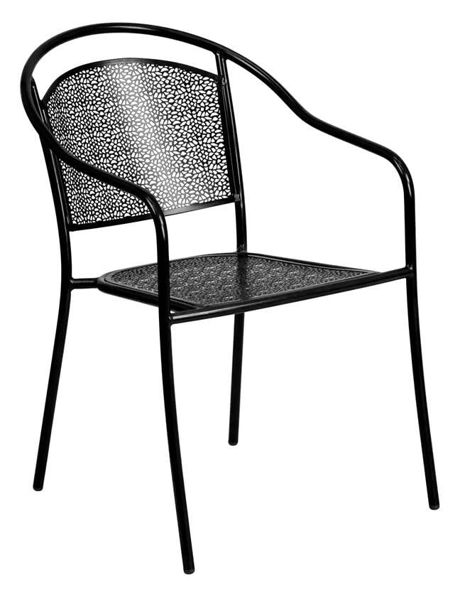 Flash Furniture Commercial Grade Black IndoorOutdoor Steel Patio Arm