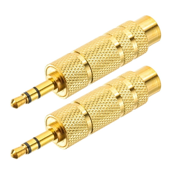 Uxcell 3.5mm to 6.35mm Male to Female Audio Adapter, 2Pcs Stereo Plug Switch Audio Adapter, Gold
