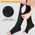 thumbnail image 2 of 2 Pairs Zipper Compression Socks for Women Men 15-25 mmHg Open Toe Knee High Support Socks, 2 of 7