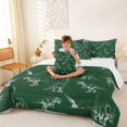 thumbnail image 3 of Feelyou Deep Green Dinosaur Twin Bedding Sets for Boys Men, Retro Line Wildlife Art Bedding Comforter Set, Green, Reversible, 7-Piece, 3 of 7