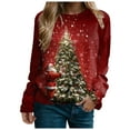 thumbnail image 6 of TTUHYWXI Womens Green Red Christmas Sweatshirts Xmas Tree Snowflake Printed Long Sleeve Pullover (Watermelon Red, L), 6 of 6