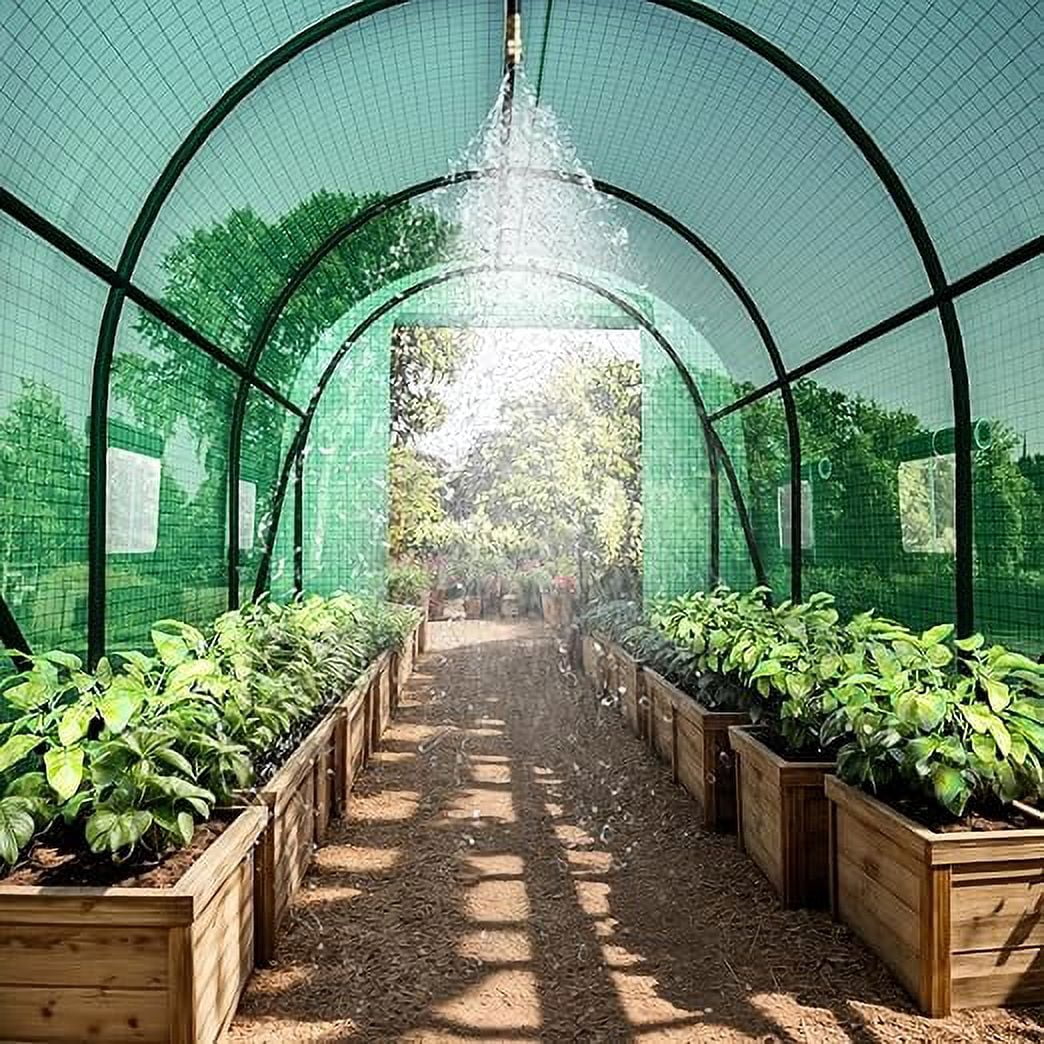32FT Watering System for Greenhouse, Automatic Irrigation Kit Hose Adjustable and Bendable Nozzel for Outdoor Plants Flowers and Vegetables