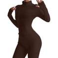 thumbnail image 4 of Deago Women's Full Zip Workout Jackets Lightweight Running Yoga Jacket Cropped Slim Fit Athletic Tops with Thumb Holes (Brown, M), 4 of 8