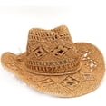 thumbnail image 2 of Cowgirl Hat,Straw Cowgirl Hat,Cowgirl Straw Hats for Women,for Beach, Travel and Outdoor,Designed to Fit 22.83 Inch Head, 2 of 8