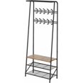 thumbnail image 1 of Ourlova Double row Coat Rack Shoe Bench Organizer w/ 5/10 Hooks, 4 in 1 Entry Hallway Coat Rack w/ Storage Function, Metal Frame Hallway Organizer, Wood Look Decorative Furniture for, 1 of 5